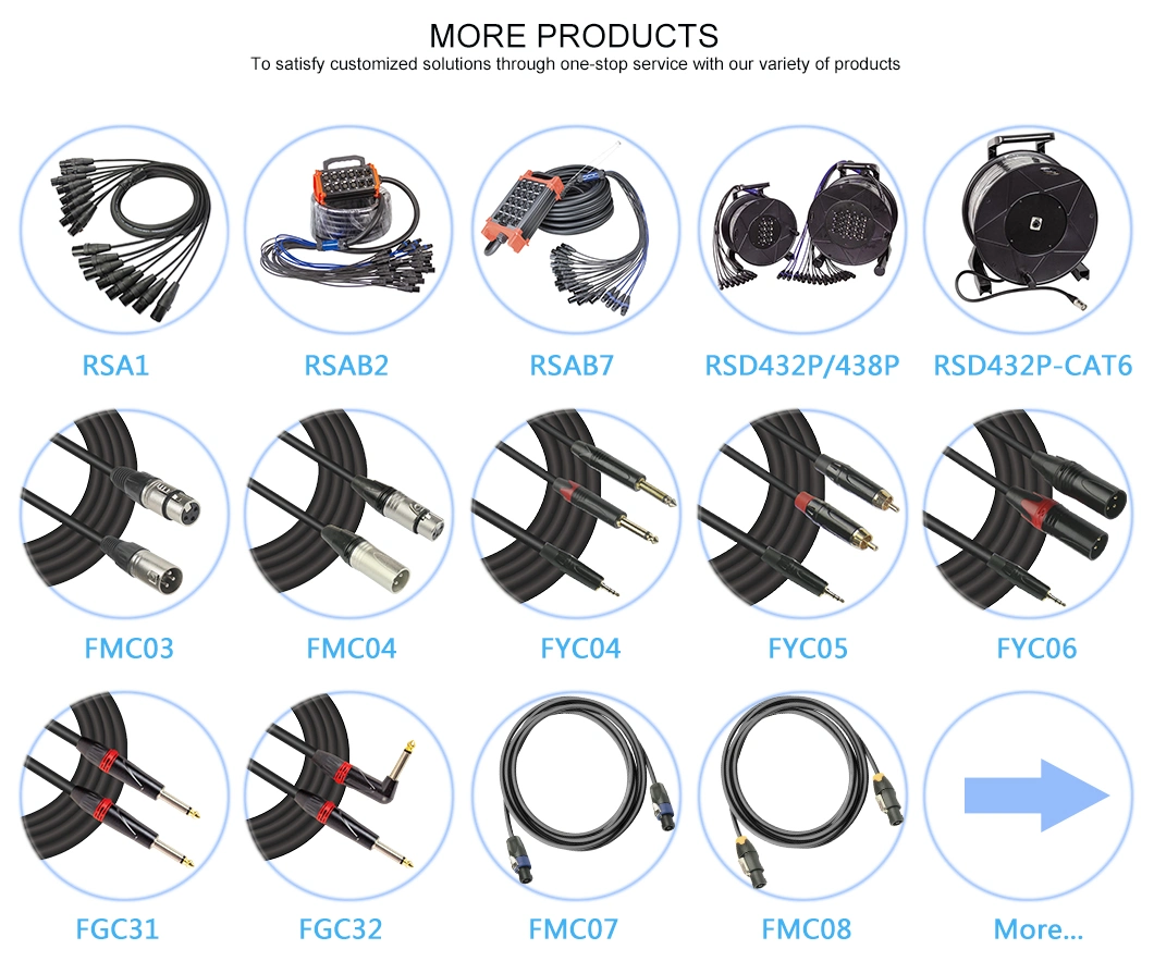 RoHS PVC 2 Core Shielded Wire Speaker Flexible Signal Cable with Audio Connector Speakon